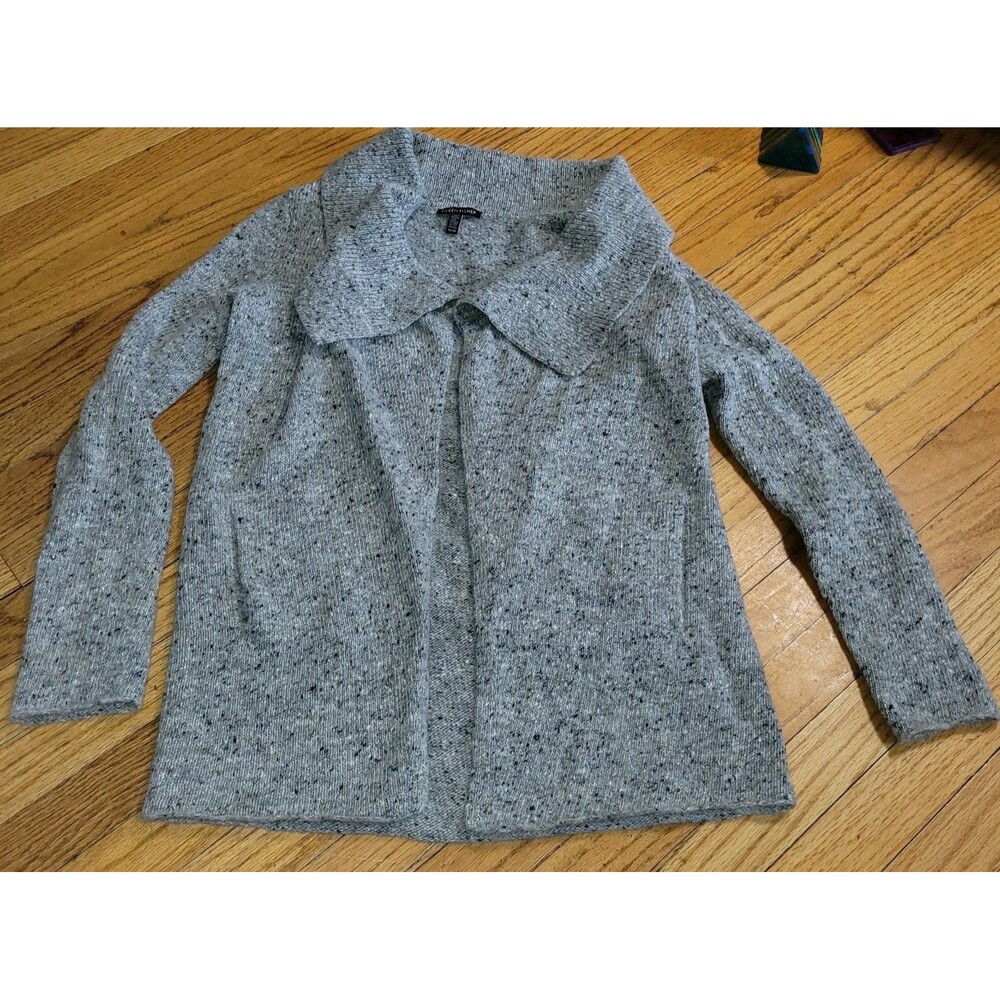 Eileen Fisher xs open pockets Gray Cardigan Marled Pockets Cotton wool blend